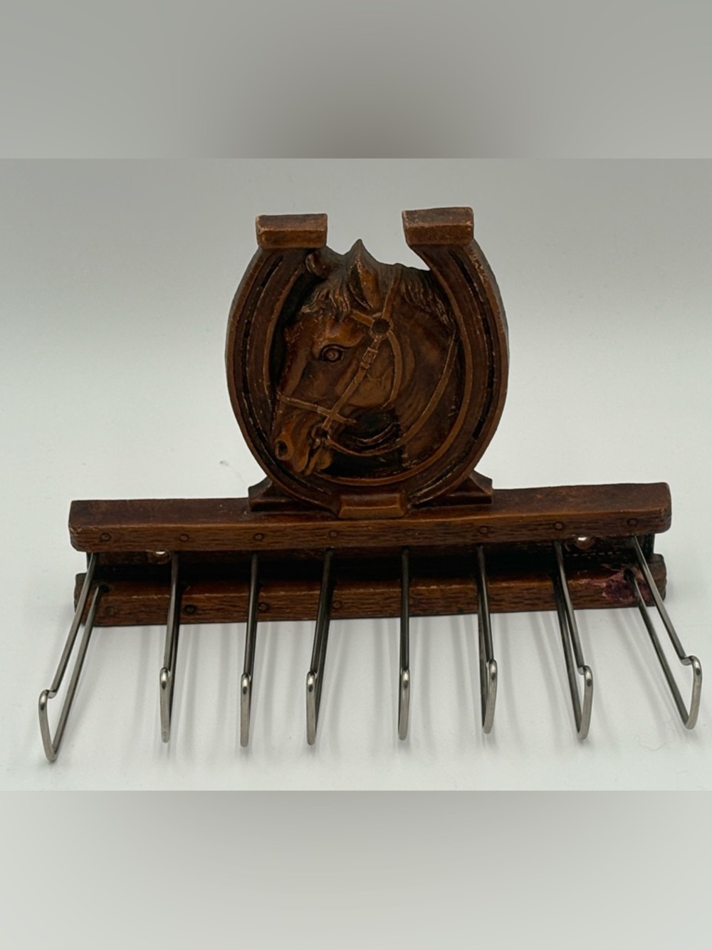 Vintage Horse Head Wall Hook Rack Rustic Western Horseshoe Decor